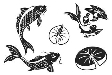 set of black and white birds