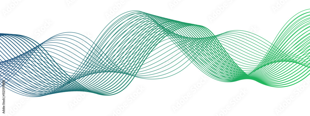 Aufkleber Abstract blue line wave with geometric technology and frequency gradient lines. Curved wavy lines tech futuristic motion background. Smooth, flowing waveforms blue lines. 