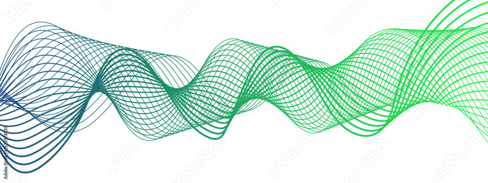 Poster Abstract blue line wave with geometric technology and frequency gradient lines. Curved wavy lines tech futuristic motion background. Smooth, flowing waveforms blue lines. 