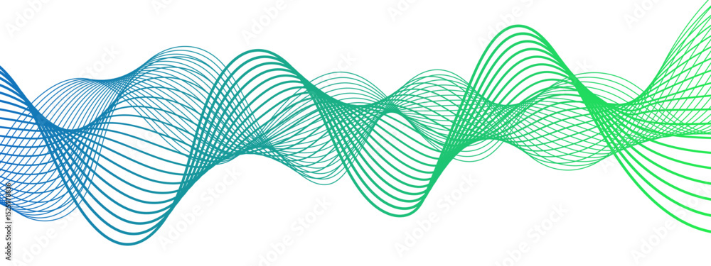 Fototapete Abstract blue line wave with geometric technology and frequency gradient lines. Curved wavy lines tech futuristic motion background. Smooth, flowing waveforms blue lines. 