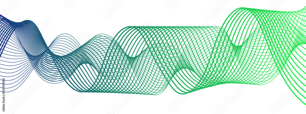 Poster Abstract blue line wave with geometric technology and frequency gradient lines. Curved wavy lines tech futuristic motion background. Smooth, flowing waveforms blue lines. 