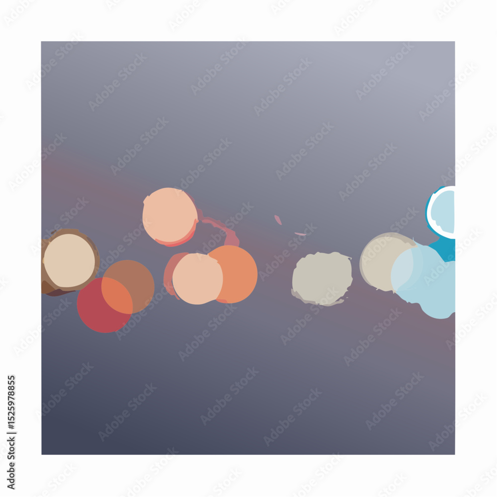 Poster a serene vector series of floating colored light orbs scattered across moody, gradient backdrops, cr