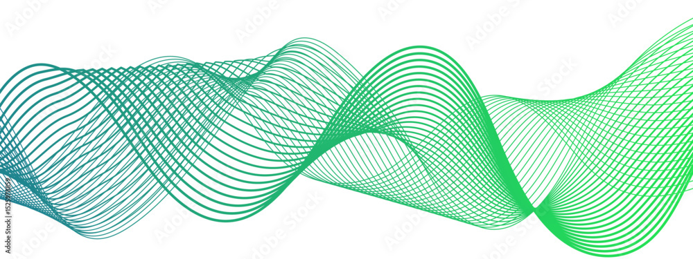 Poster Abstract blue line wave with geometric technology and frequency gradient lines. Curved wavy lines tech futuristic motion background. Smooth, flowing waveforms blue lines. 