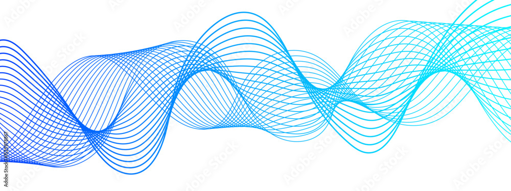 Aufkleber abstract blue line wave with geometric technology and frequency gradient lines. curved wavy lines te