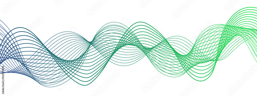 Aufkleber Abstract blue line wave with geometric technology and frequency gradient lines. Curved wavy lines tech futuristic motion background. Smooth, flowing waveforms blue lines. 