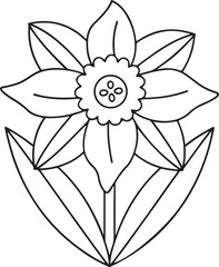 Daffodil Flower Vector Icon for Easter Springtime Garden and Seasonal Illustrations