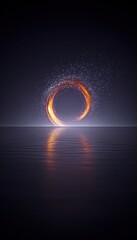 Fiery ring over water