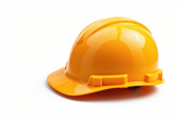 Yellow construction helmet on white background
