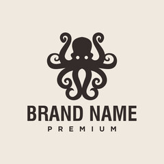 Minimalist Elegant Swirl Octopus Sea Animal Creative Illustration Logo