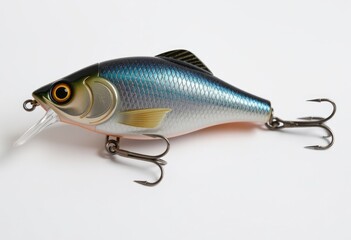 Fishing lure shaped like fish with hooks