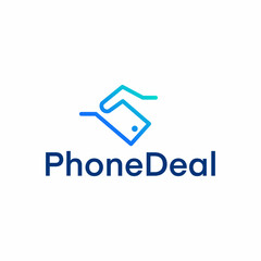 Modern Gradient Hand Holding Phone Mobile Application Logo Symbol Design