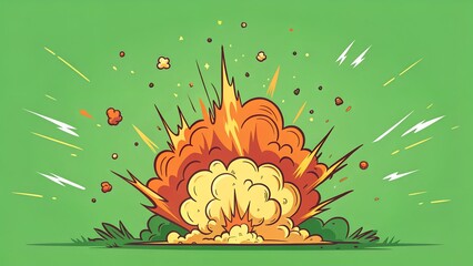 yellow and orange flam on a green background
