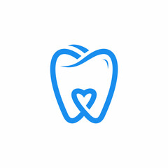 Modern Outline Tooth with Heart Shape Inside Dental Clinic Logo