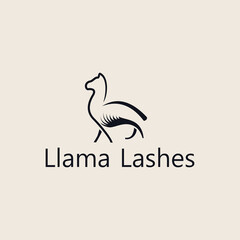 Minimalist Line Art Llama Silhouette Animal Beauty Branding Logo