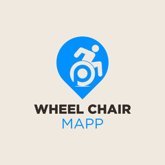 Minimalist Flat Wheelchair Sign on Map Pointer Location Icon
