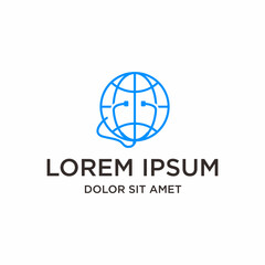 Minimalist Line Art Globe Stethoscope Medical Healthcare Icon Logo Design