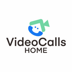 Minimalist Flat Style Video Call Home Logo Design Modern Illustration