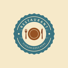 Circular vintage restaurant logo badge