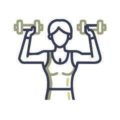 Woman Lifting Dumbbells Line Icon for Fitness Apps, Strength Training Websites, Gym Promotions, Workout Programs and Female Exercise Illustrations