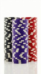 Poker chips stacked vertically