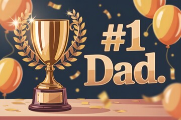 Number one dad trophy award with balloons