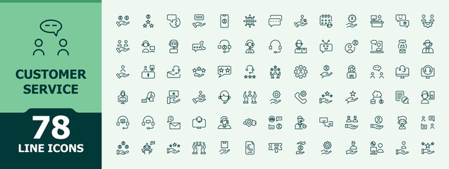 Customer Service icon set. Contains related to assistance, help, operator, feedback, assistant and more. Assistance icon. Minimal icons pack. Pixel perfect. Editable stroke.