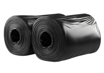 Two rolls of black plastic sheeting