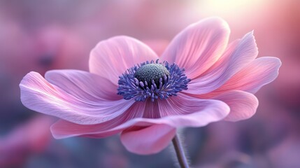 Delicate Pink Anemone in Soft Light