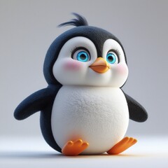 3d penguin in glasses