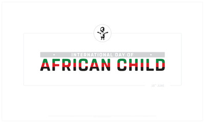 International Day of African Child on white background, Typographic Design of International Day of African Child, Vector Design of African Child Day, International Day of African Child Design