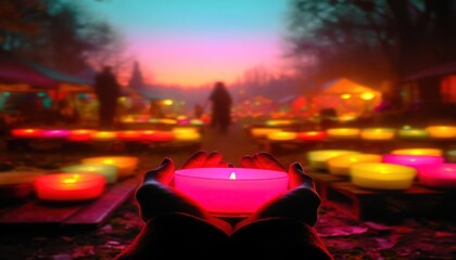 Candlelight market scene
