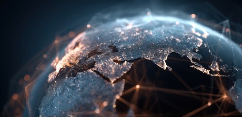 Digital earth globe with network connections overlay