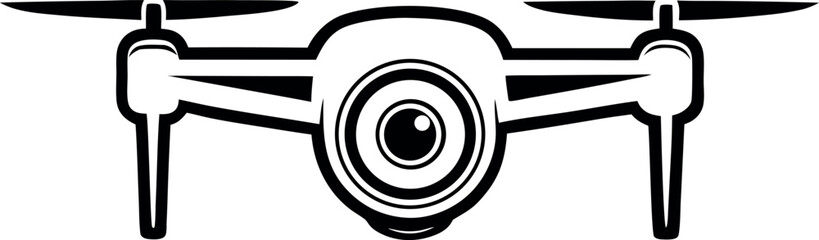 Design of a drone with central camera vector silhouette