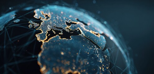 Digital earth globe view with Europe and Africa