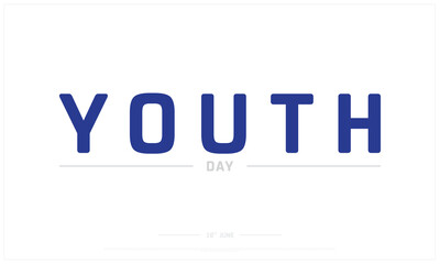 Youth Day on white background, Typographic Design of Youth Day, Vector Design of Youth Day, Youth Day Design