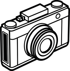 Line art of a vintage camera isometric view vector silhouette