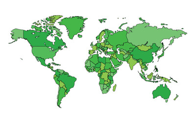 World map isolated on white background. for website layouts, background, education, precise, customizable, Travel worldwide, map silhouette backdrop, earth geography, political, reports.