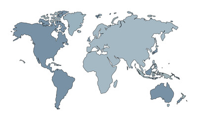 World map isolated on white background. for website layouts, background, education, precise, customizable, Travel worldwide, map silhouette backdrop, earth geography, political, reports.