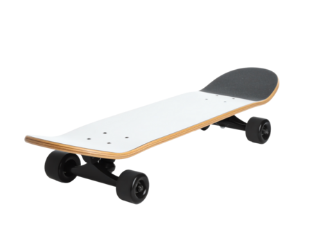 A sleek white skateboard ready for tricks.