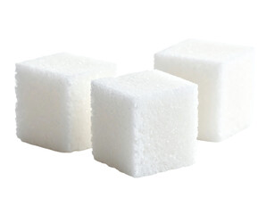 Three sugar cubes arranged neatly.