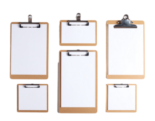 Set of empty clipboards for notes and tasks.