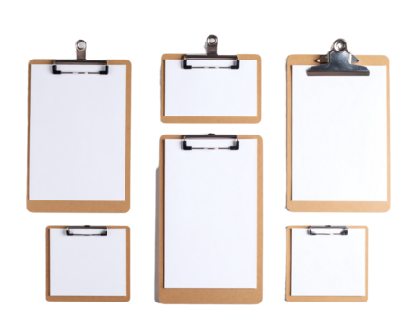 Set of empty clipboards for notes and tasks.