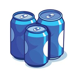 blue crumpled-soda-cans-set-vector-image-on-white background