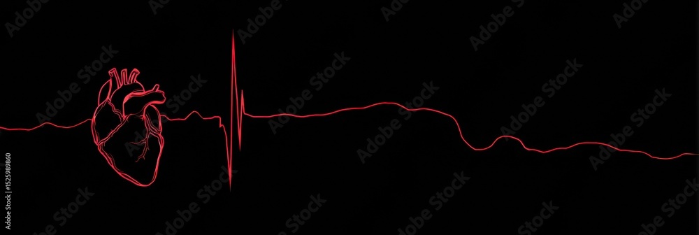 Aufkleber EKG Line Transforming Into a Heart Shape Symbolizing Life and Heartbeat in a Minimalist Design