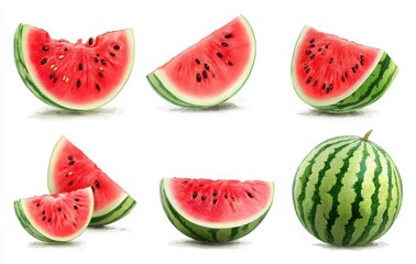 watercolor watermelon vector illustration set on white background