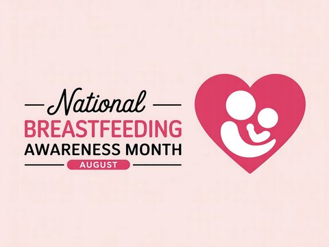 National breastfeeding awareness month design with heart and mother and child graphic - Powered by Adobe
