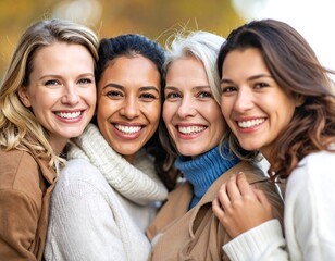 Four women smiling outdoors