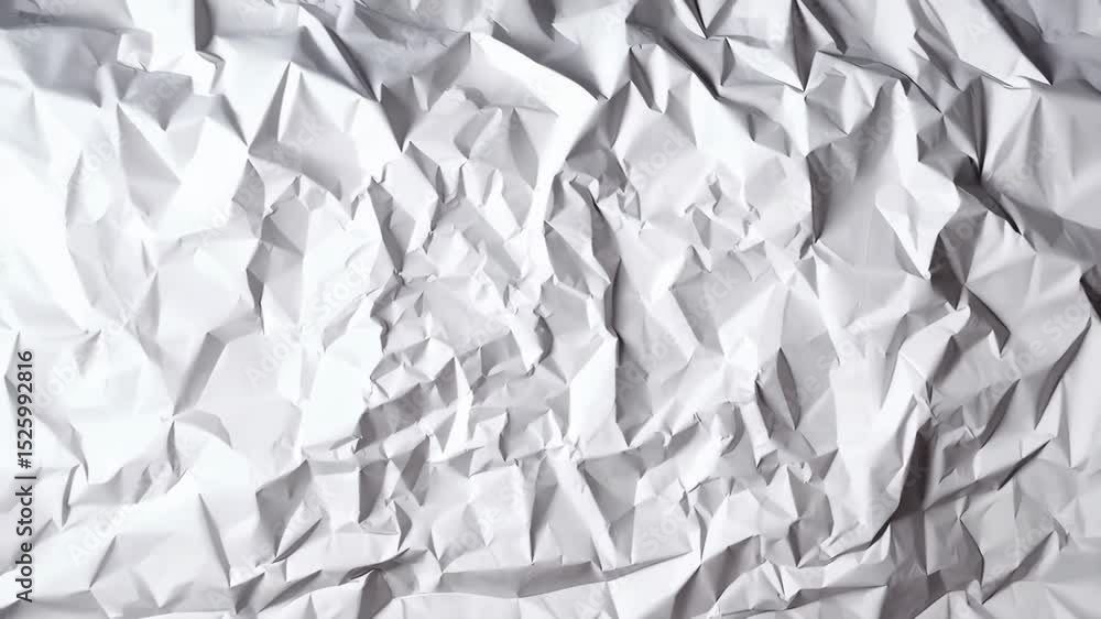 Poster texture of crumpled white paper surface showing detailed wrinkles and folds in full frame compositio