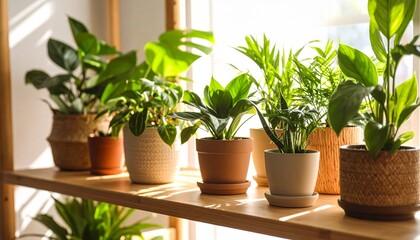 Potted plant in a sunny home garden window, a vibrant indoor decoration