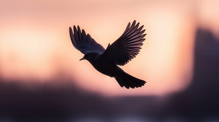 Obraz premium summer concept. Bird in flight against a colorful sunset background.